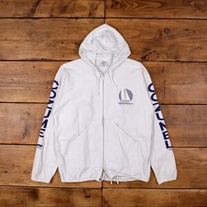 White Raincoat with Blue Accents